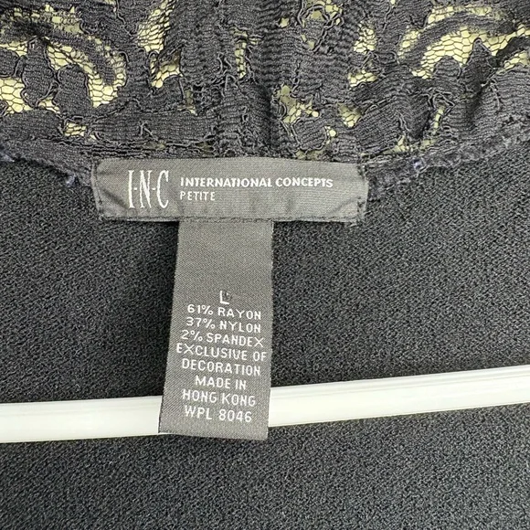 INC International Concepts Lace Trim Black Cardigan - Picture 5 of 9